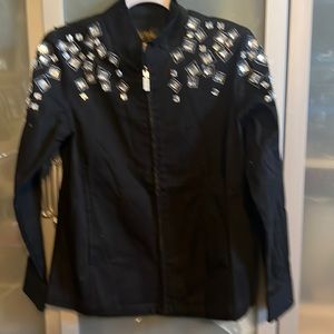 NWOT Bob Mackie size extra small zip up jacket with beautiful rhinestones